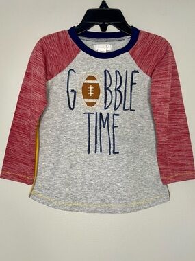 Mud Pie Gobble Time Thanksgiving Football Themed T-Shirt NEW